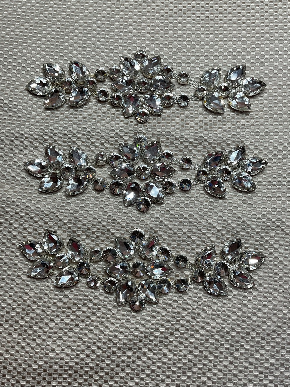 Three Fancy Crystal Rhinestones Appliqué Sew On Wedding Dress Decor - Picture 1 of 12